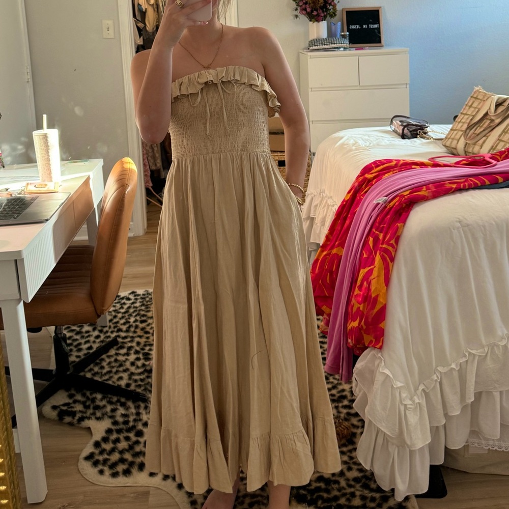 Free people strapless maxi dress- bleached sand